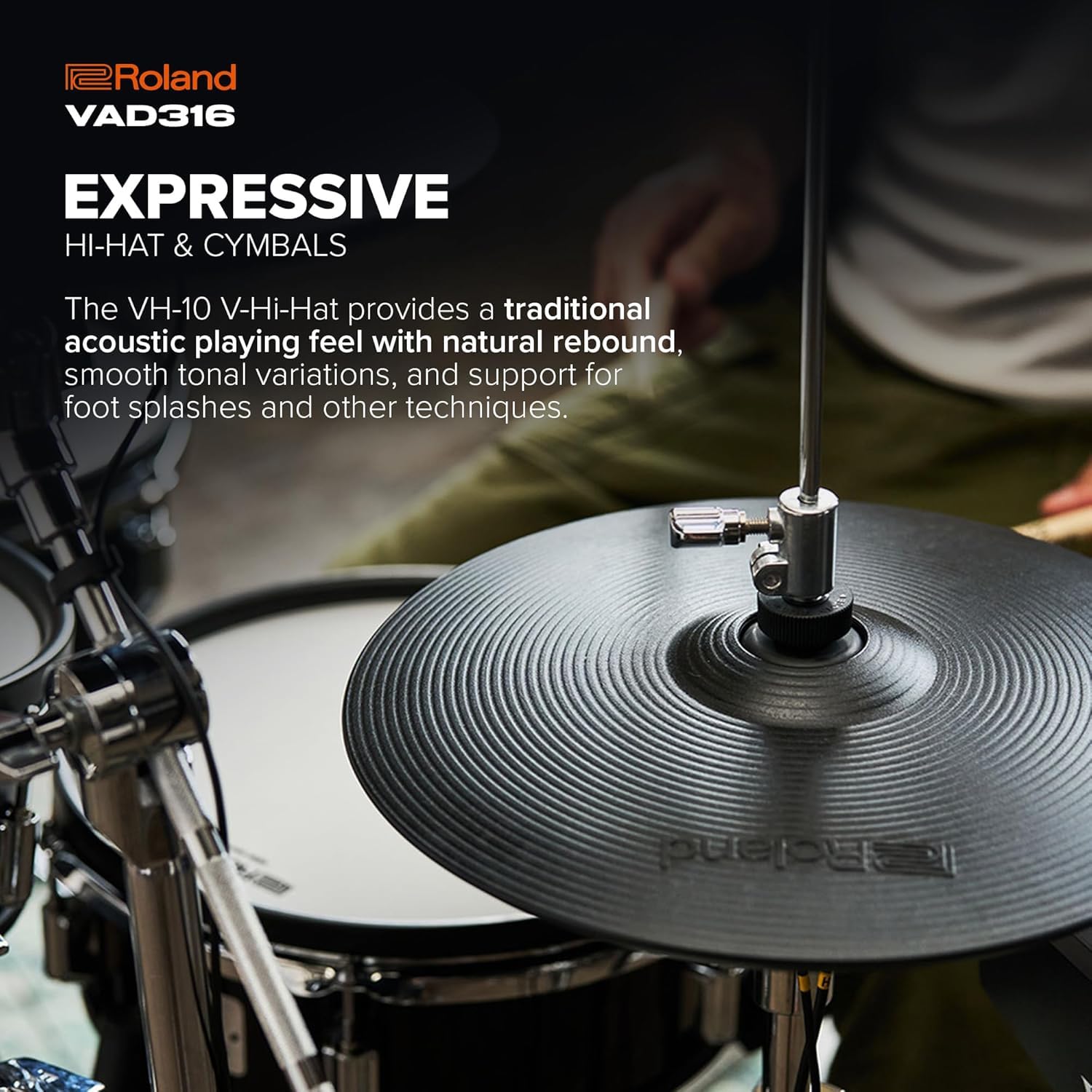 Roland VAD316 E-Drum elektronisches Schlagzeug Acoustic Design Kit mit Hardware-Set