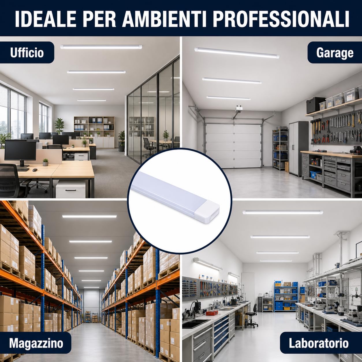 Voltix Set 2 Plafoniere LED 150 cm 90W Luce Naturale 4000K