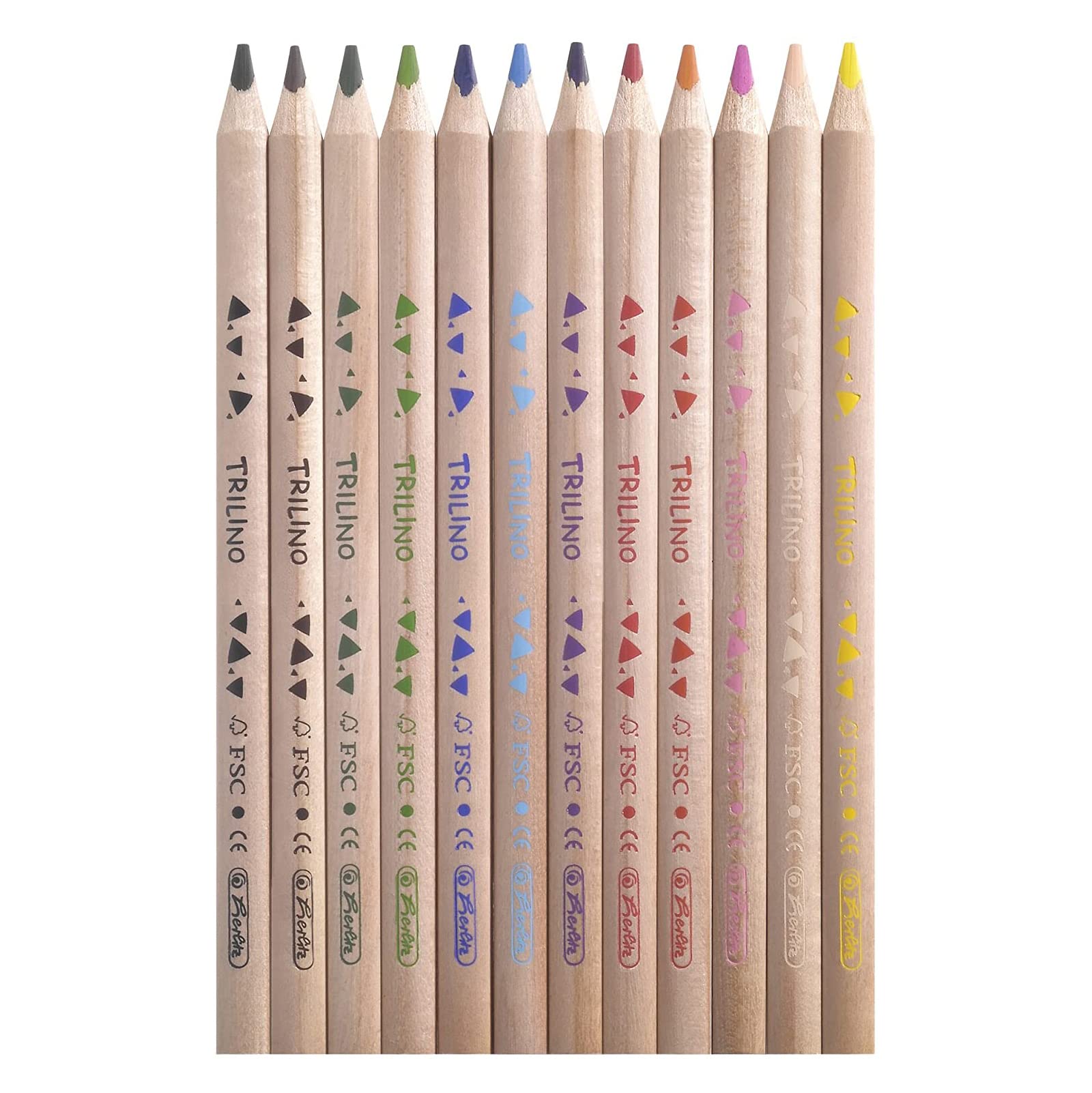 Herlitz 10412062 Trilino Buntstifte 12er Dreikantbuntstifte aus FSC Holz (5er Pack)