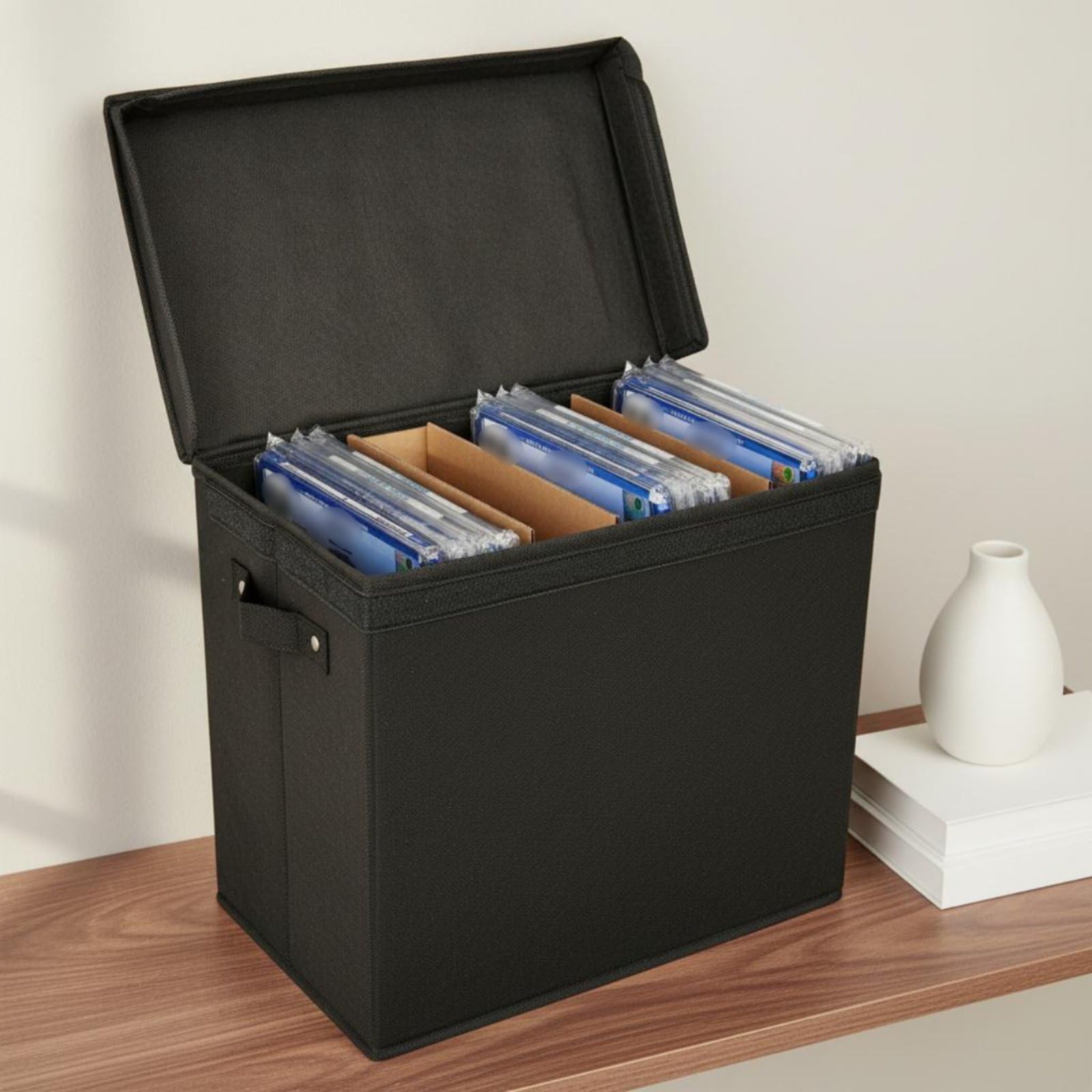 Scatola per Pieghevole Contenitore Organizer Cassetta Archivio con Separatori Regolabili in Tessuto Oxford Impermeabile con Maniglie Adatta a Dormitorio Veicoli