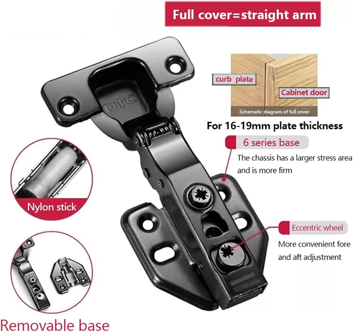 Kitchen Cupboard Wardrobe Door Hinges Soft Closing Mechanism Half Overlay Concealed Cabinet Hydraulic Hinge(Straight arm Hinge)