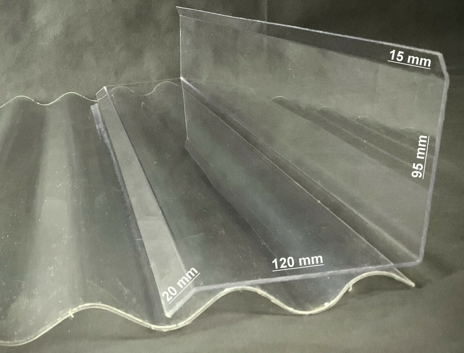 Wandanschluss seitlich, Polycarbonat, für Wellplatten Sinus 76/18 und Trapez 70/18, glasklar PROFI QUALITÄT - Breite: 1000 mm geeignet für Acryl und Polycarbonat Wellplatten für Dach und Wand
