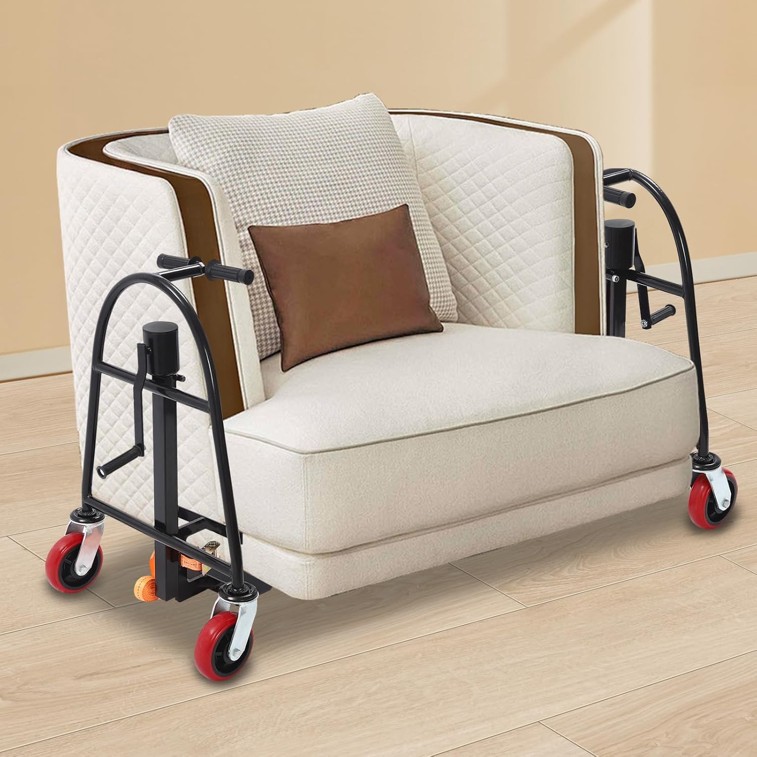 Manual Furniture Mover Tool, Heavy Duty 1300lbs Capacity with Wheels & 12in Lift, for Sofa, Refrigerator and Appliance Moving, Furniture Dolly Handling Tool
