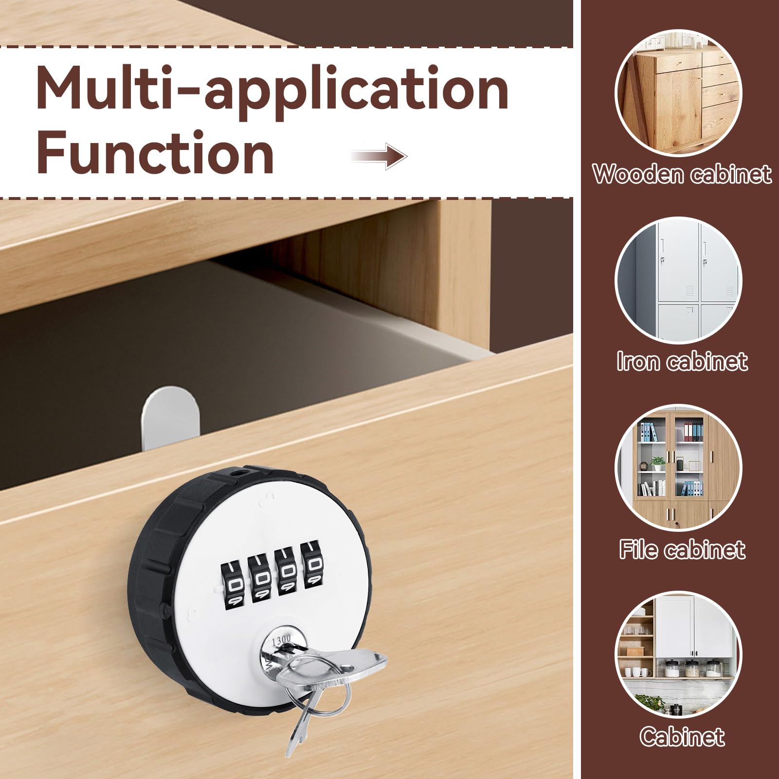 4 Confezione Combinazione Cabinet Lock, Serratura Digitale con Codice in Lega di Zinco Combinazione Cam Cilindro Codificato con Chiave per Cassetti Scatola Mailbox (36 mm)