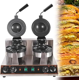 Hamburgare våffeltillverkare för glassmörgåsar, 4 rutnät, digital timer 5 min 50–300 °C för restauranger kaffebarer matbilar