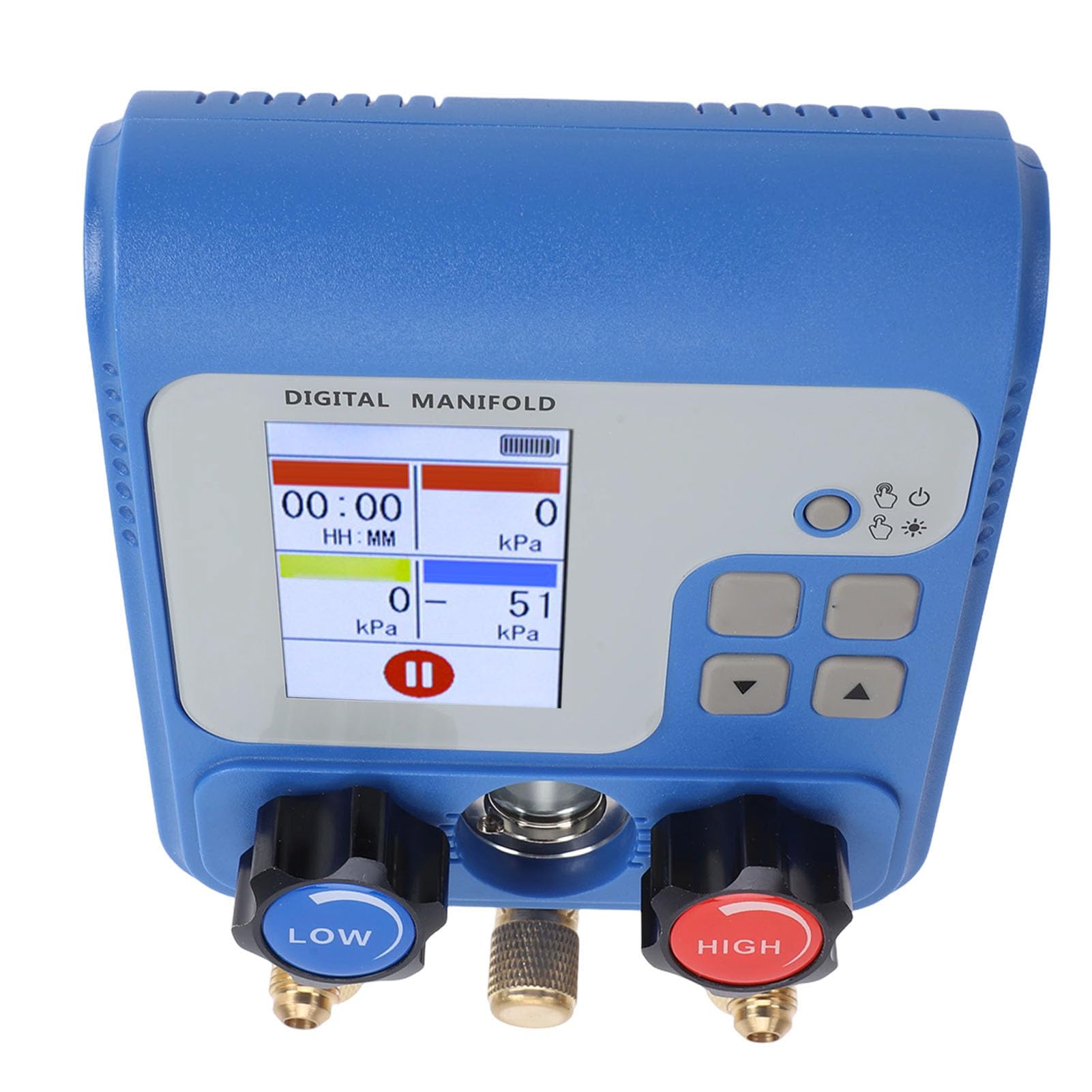 Gonetre Digitales HVAC-Verteilermessgerät, 94 Kältemittelfarben-Druck-Vakuummeter mit Zwei Displays und 3 Anschlüssen für Automatisches AC-System