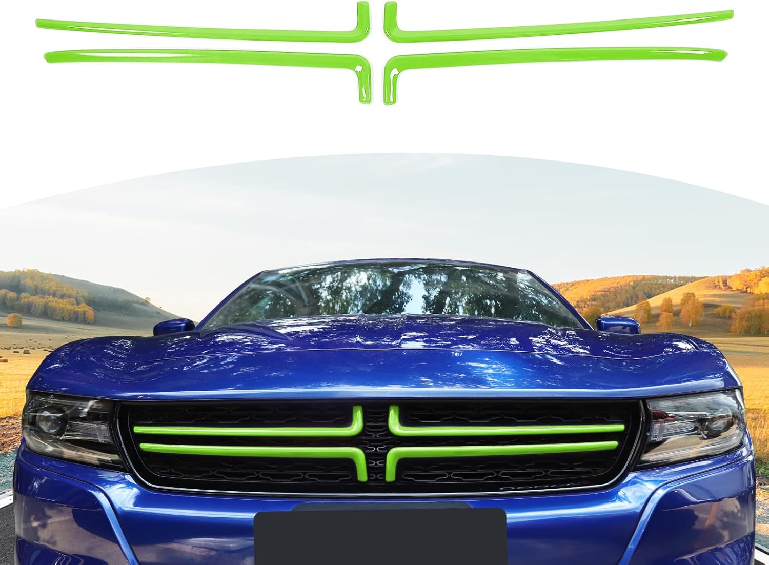 RT-TCZ for Charger Front Grill Grille Inserts Trim Cover Red for Dodge Charger 2015 up Red Exterior Accessories 4pcs