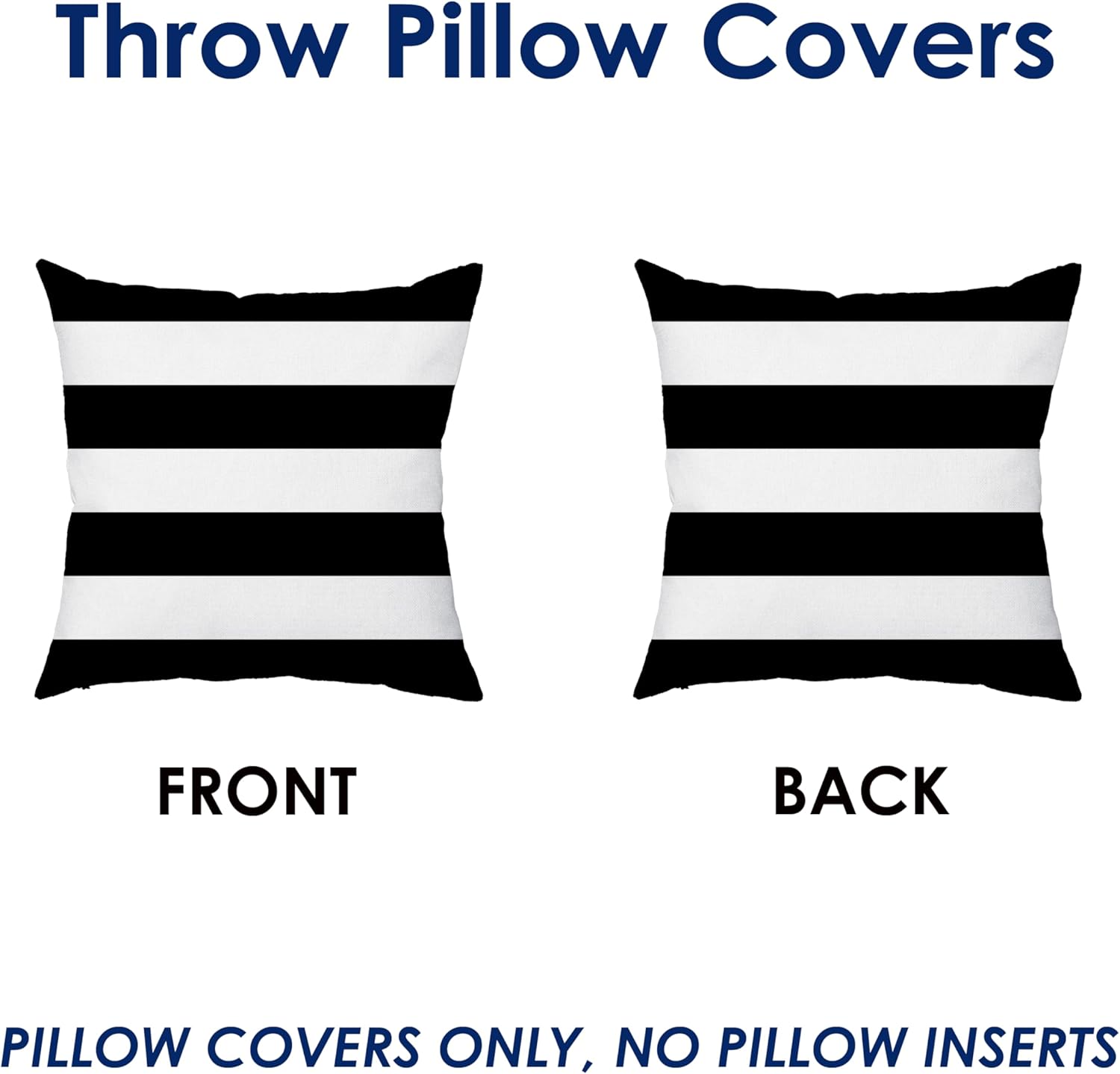 TAOSON 4枚セット ブラック ホワイト ストライプ 防水 枕カバー アウトドア 装飾 スローピローケース ホーム ガーデン テ