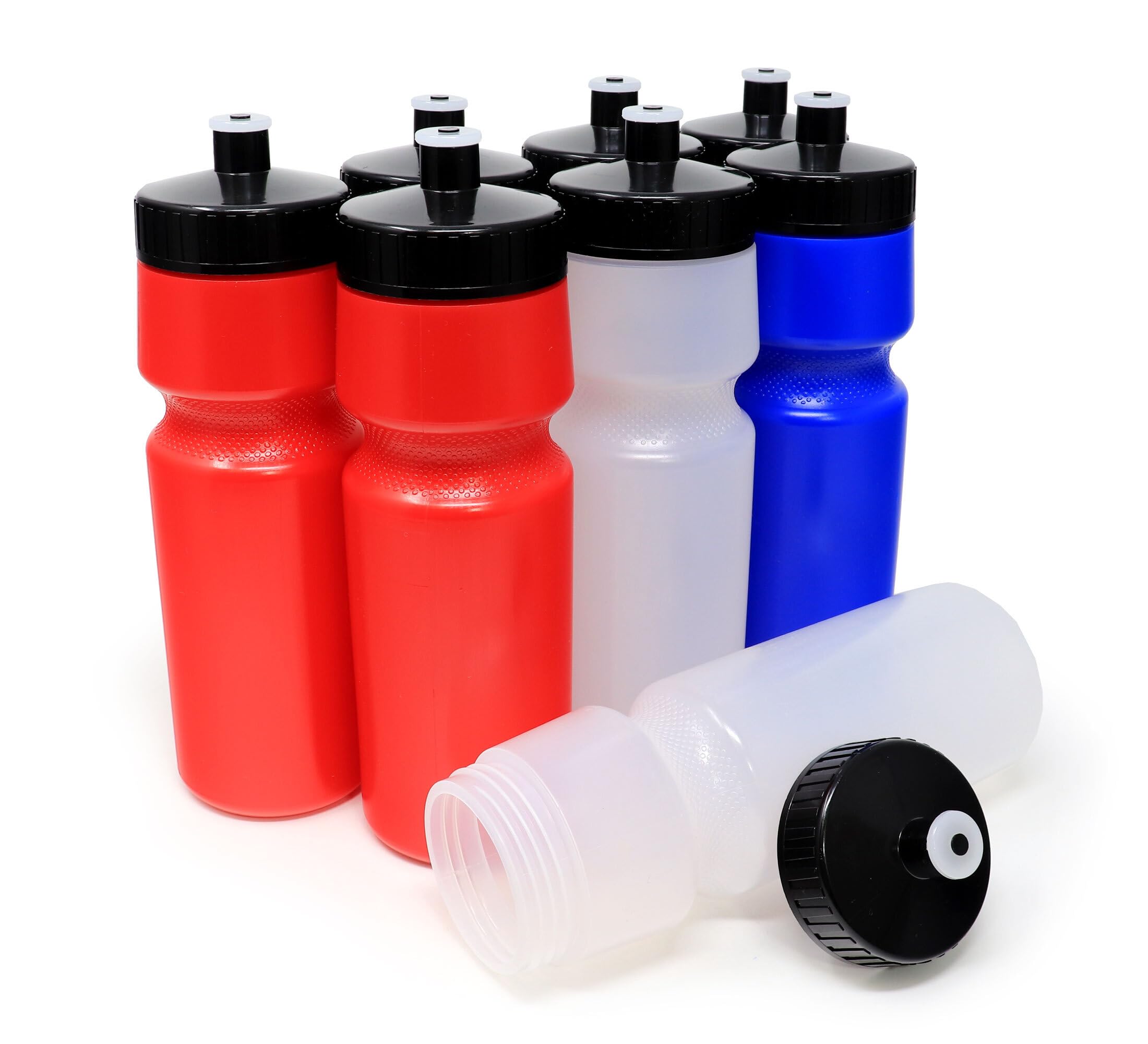 Rolling Sands USA Made Reusable 24 oz Sports Water Bottles 8 Pack BPA-Free Easy Open Pull-Top Fits Most