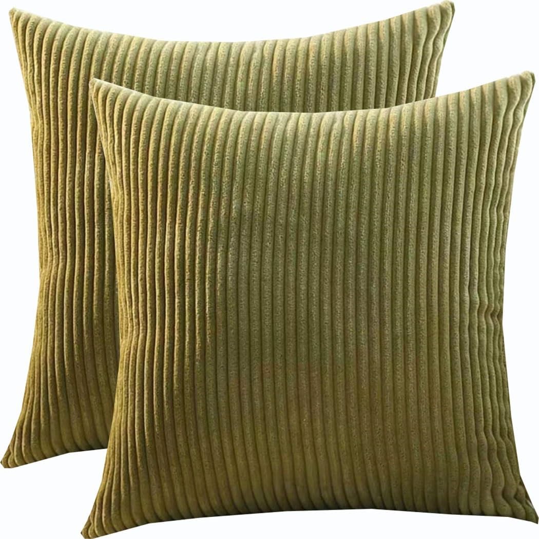 Super King Size Pillow Cases 80x80 70x70 Cm, Set of 2 Square Extra Large Cushion Covers,Soft Pillow Covers with Invisible Zipper Decorative Pillowcases for Sofa Couch(Moss Green,65x65 cm)