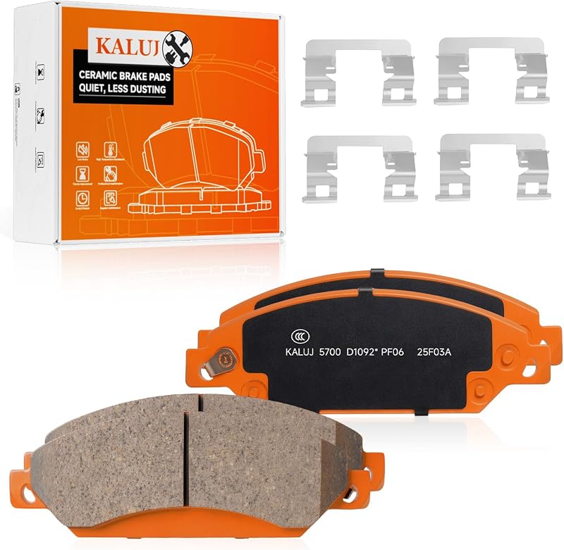 Pastilhas de freio dianteiras cerâmicas KALUJ D1092 para Chevy Silverado, Tahoe e Yukon – Jogo com 4 unidades