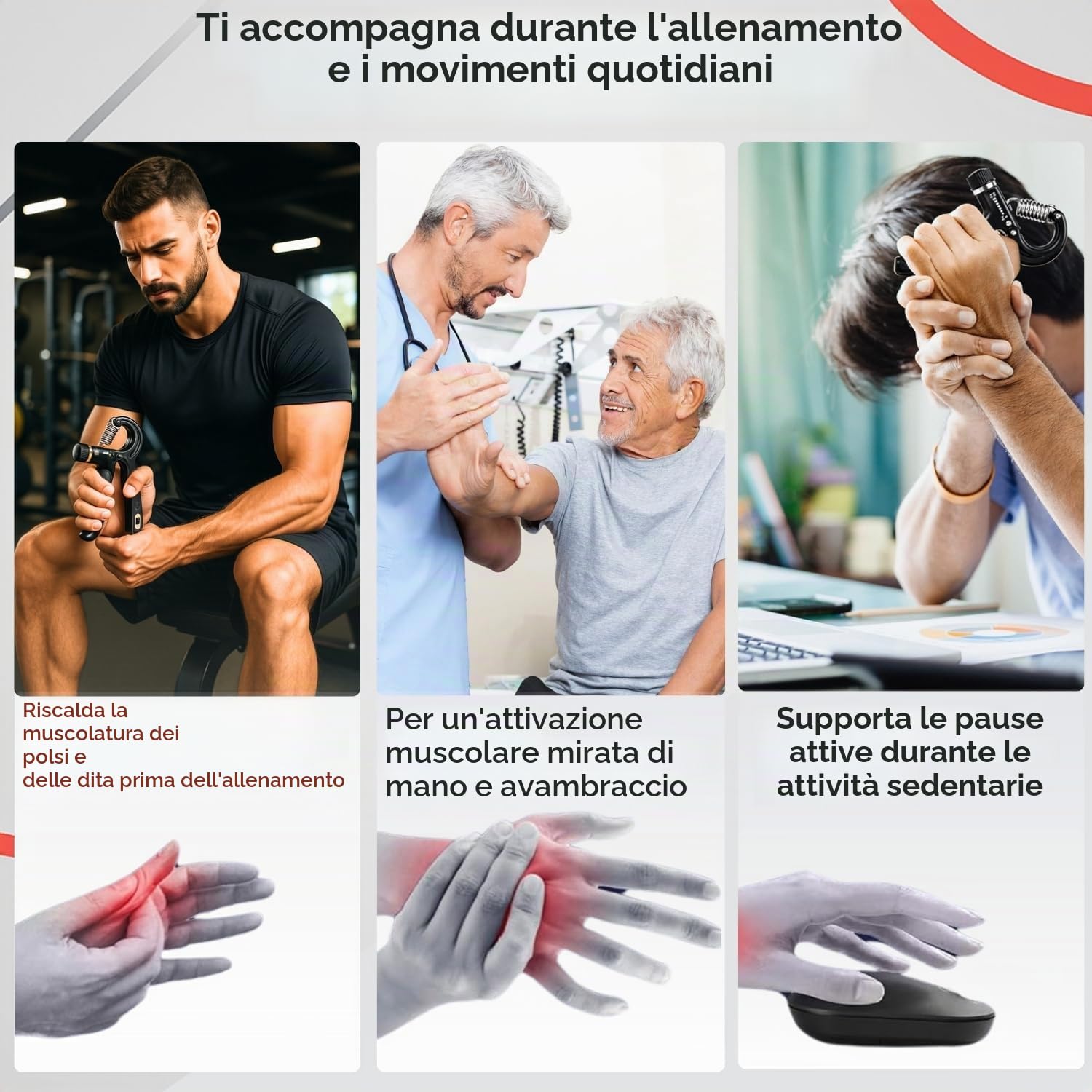 FUNFLEX Allenatore Mano Dita, Set Forza Presa Regolabile 5 Pezzi, Trainer Avambraccio, Estensore Dita, Fascia Polso Neoprene, Grip Ring, Allenamento Mano e Avambraccio
