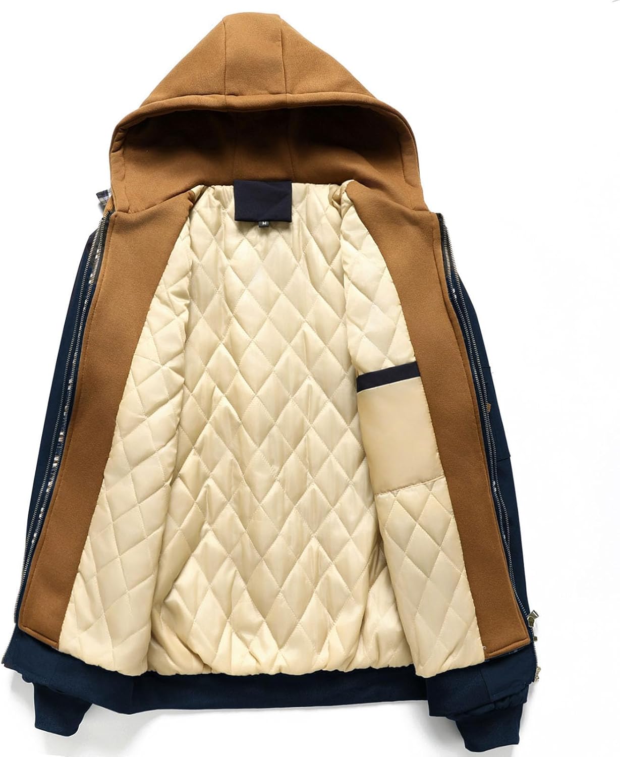 Men’s Bomber Jacket Casual Fall Winter Spring Zip Up Lightweight Quilted Padded Windbreaker Jackets Warm Hooded Coats