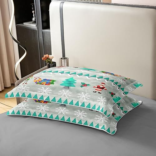 Miniatura 5 de Juego de ropa de cama de Papá Noel 100% algodón, funda de edredón de árbol de Navidad, juego de funda de edredón de Feliz Navidad, regalo para niños