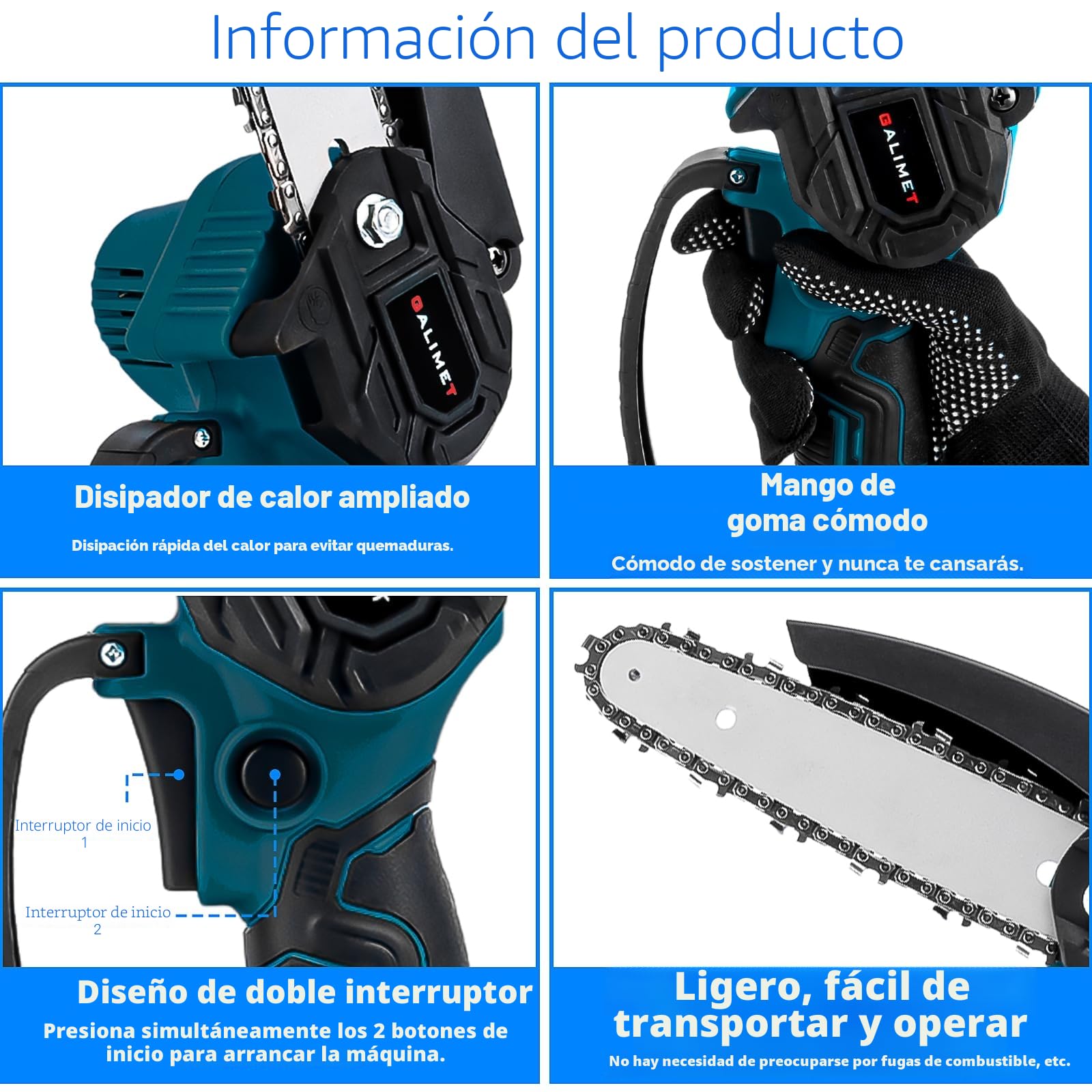Mini motosierra eléctrica de 6 pulgadas con 2 baterías de 6000mAh y cargador,Batería de motosierra manual con cerradura de seguridad Batería de motosierra manual para podadoras podadoras cortador b