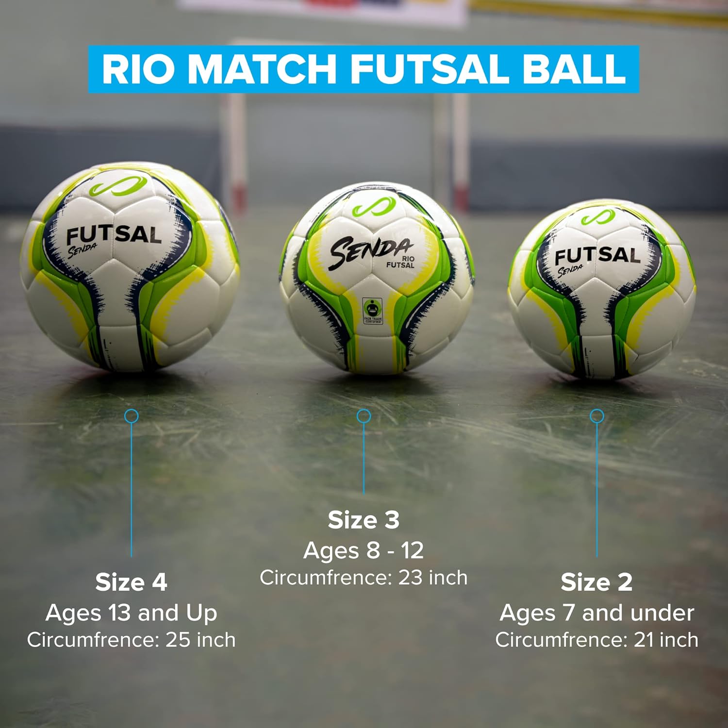 Senda Rio Premium Training Low-Bounce Futsal Ball, Fair Trade Certified