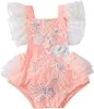 Newborn Baby Girl Lace Romper Sleeveless Backless Halter Floral Bodysuit Jumpsuit Tutu Dress Sunsuit Outfit Clothes