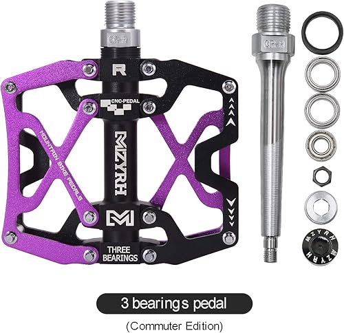 Miniatura 5 de MZYRH Pedales de bicicleta de montaña, ultrarresistentes, coloridos mecanizados CNC, 916 pulgadas, sellados con 3 pedales de rodamiento