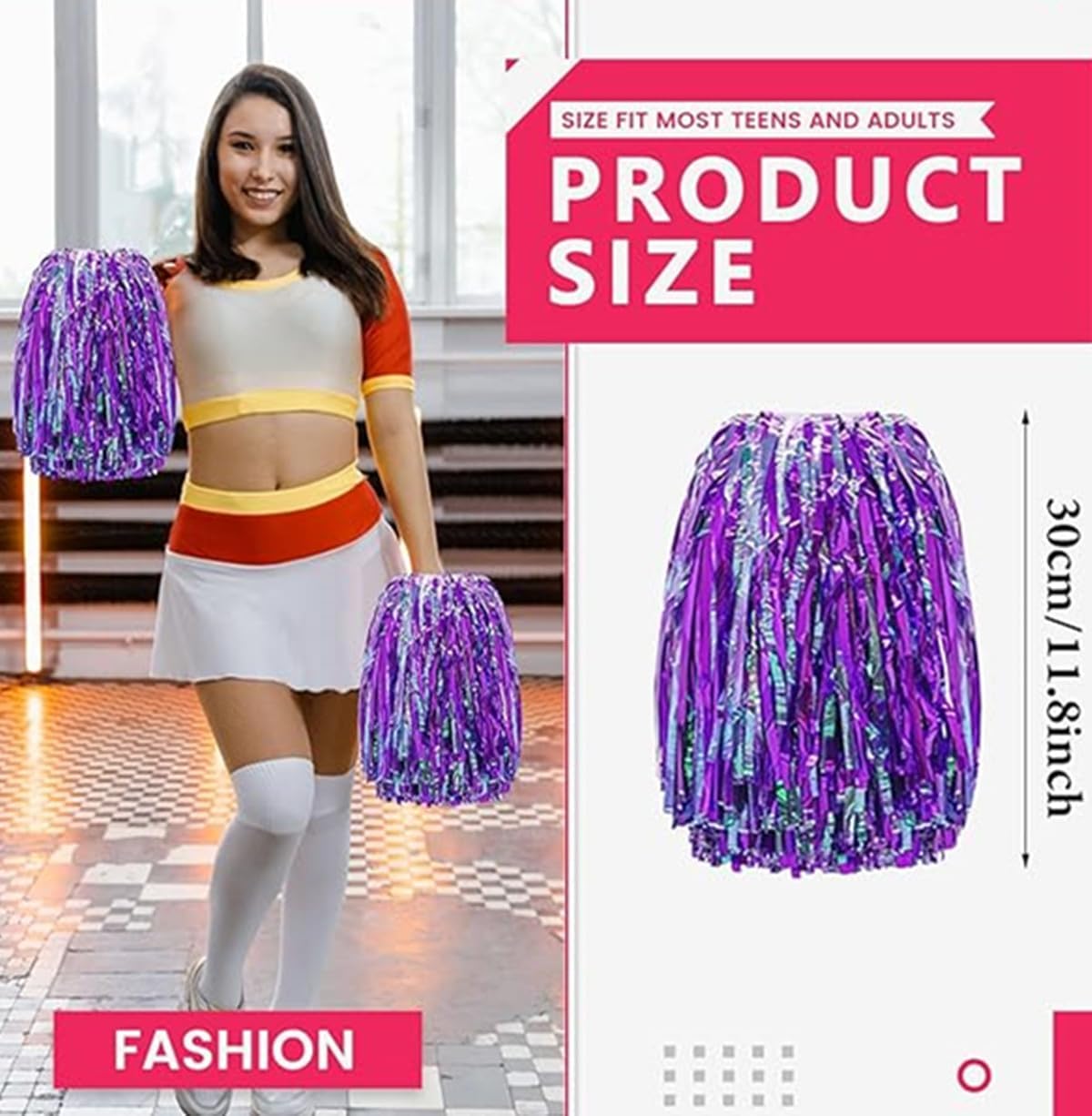 8個チアリーディングポンポム, バトンハンドルのチアリーダーポンポム、学校のダンススポーツチームの精神のチアリングのためのチアリング