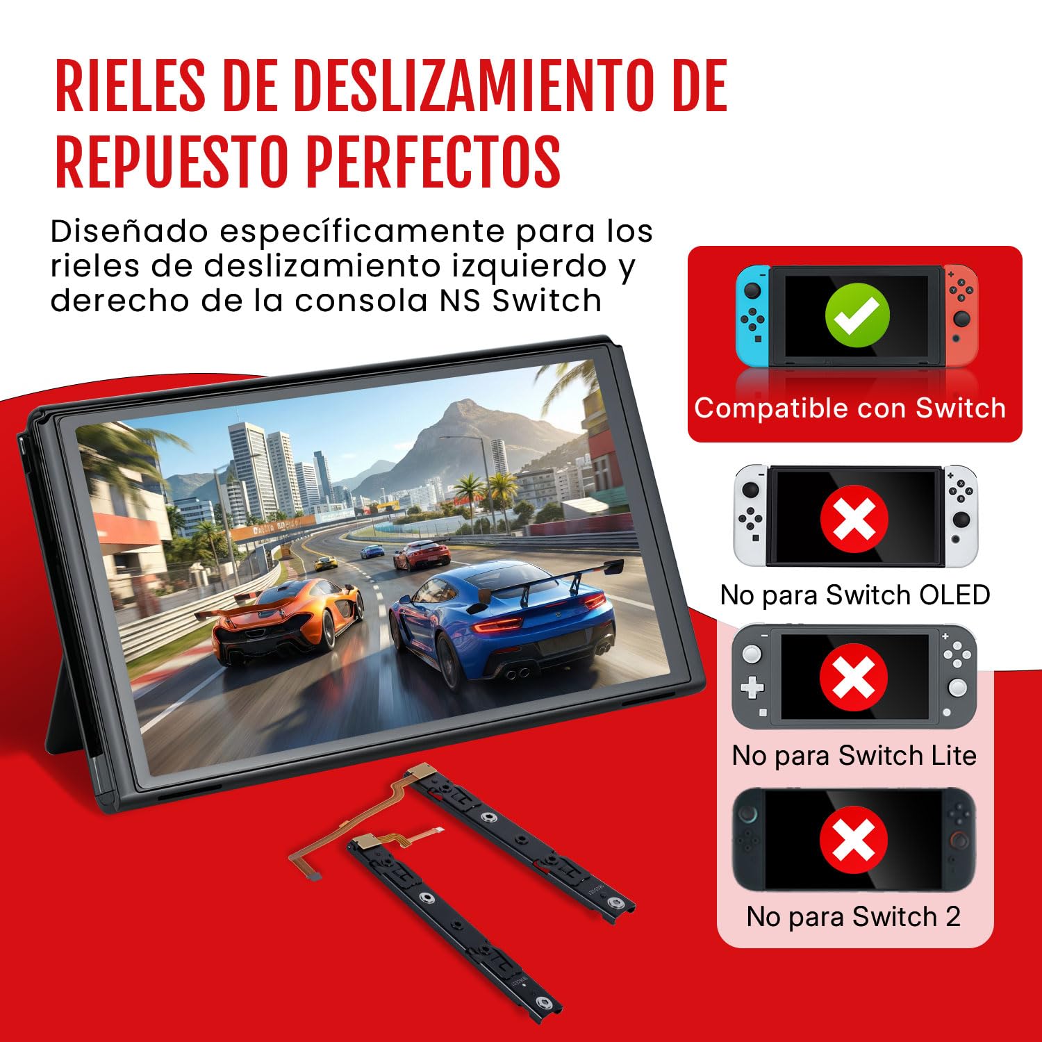 Wigearss Riel Deslizante para Nintendo Switch, Carril de Deslizamiento del Lado Derecho e Izquierdo con Riel Deslizante de Reemplazo y Herramientas para Nintendo Switch