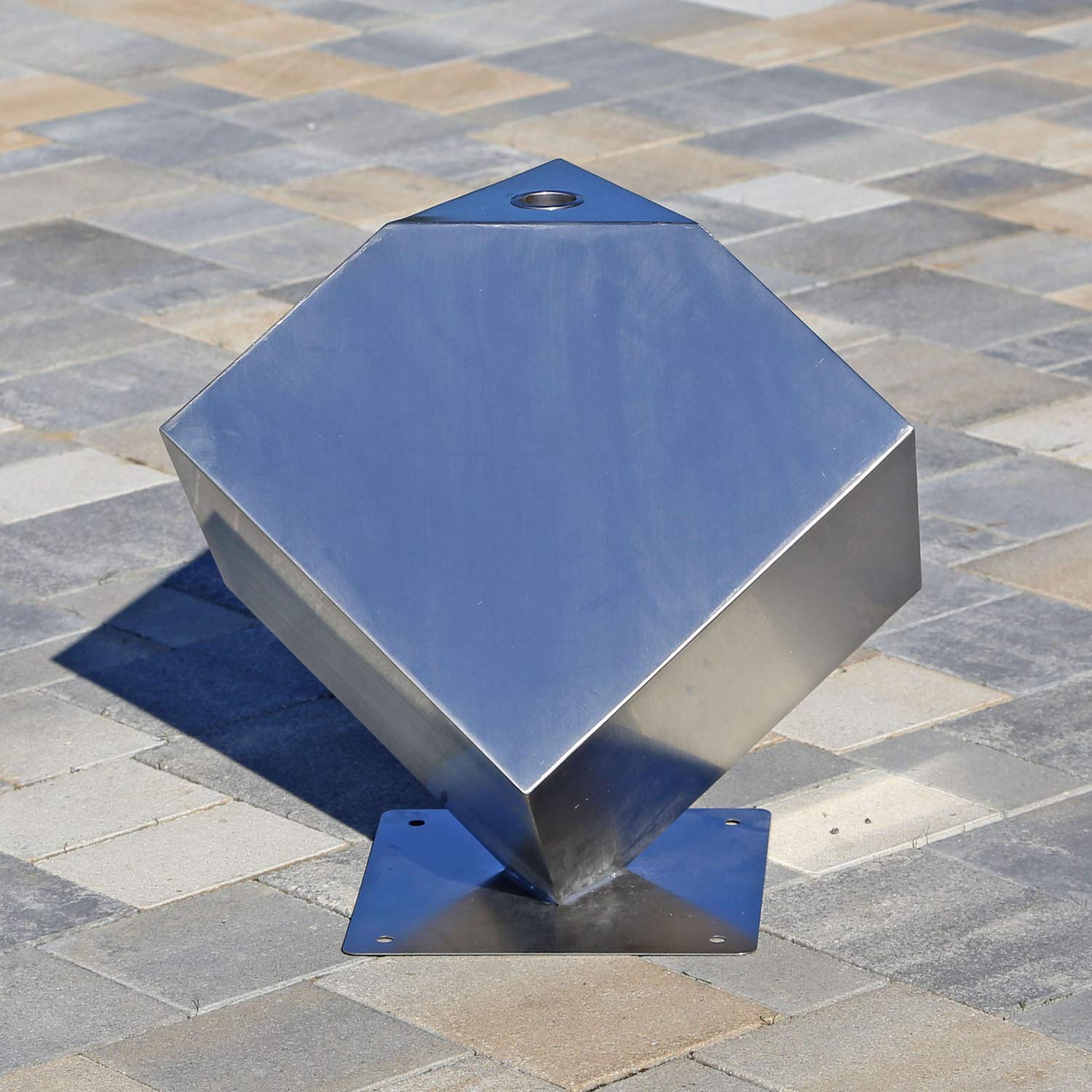 CLGarden Edelstahl Element Würfel stehend Skulptur für Garten Deko DIY Springbrunnen