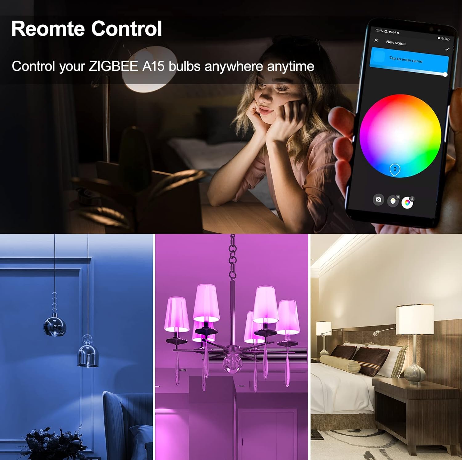 Zigbee A15 Smart Bulbs, Hub Required (Compatible with Hue*, Alexa, Google & ConBee), E26, 5W=40W,400LM Color Changing, Dimmable WiFi Light Bulbs, 2Pack