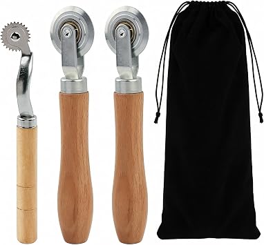 Pack of 3 Box Resizer Tool Kit with 1 Storage Bag, Cardboard Scoring Tool with Wood Handle for Cardboard Box Resizing, Bookbinding, DIY Packaging ColorSilver