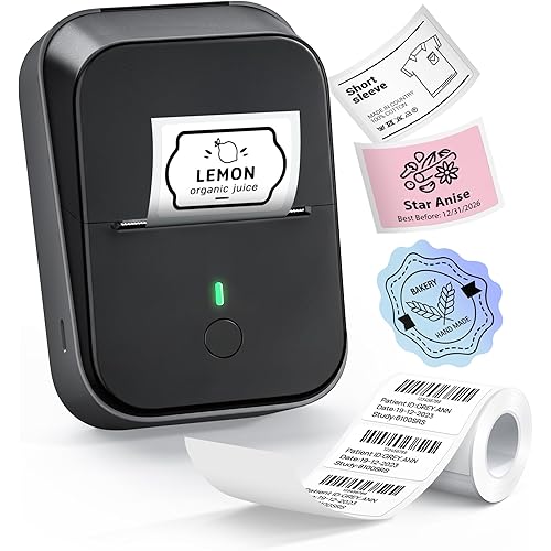 PM260 Label Maker Machine with Tape, 2 Inch Label Maker Bluetooth Label Printer, Inkless Portable Labeler for Home, Kitchen, School, Office Organization, Black