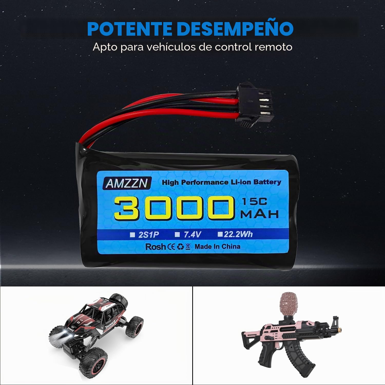 2 Unidades 7.4V 3000mAh 15C 2S SM-4P Enchufe Li Ion batería con Cargador USB para EC08 DE85 RC Coche, camión RC Barco Mando a Distancia dron ingeniería vehículo batería de Reserva