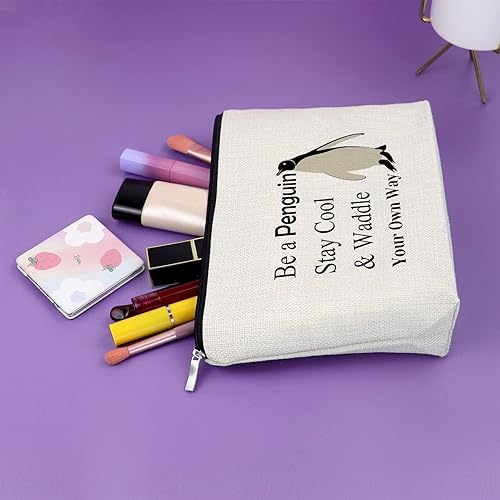 Miniatura 5 de Sazuwu Regalos para amantes de los animales, bolsa de maquillaje para mujer, Sé un pingüino, mantente fresco y camina a tu manera