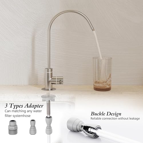 Miniatura 4 de GIMILI Grifo de agua potable para fregadero de cocina, grifo de filtro de agua de cocina de acero inoxidable para ósmosis inversa o sistema de