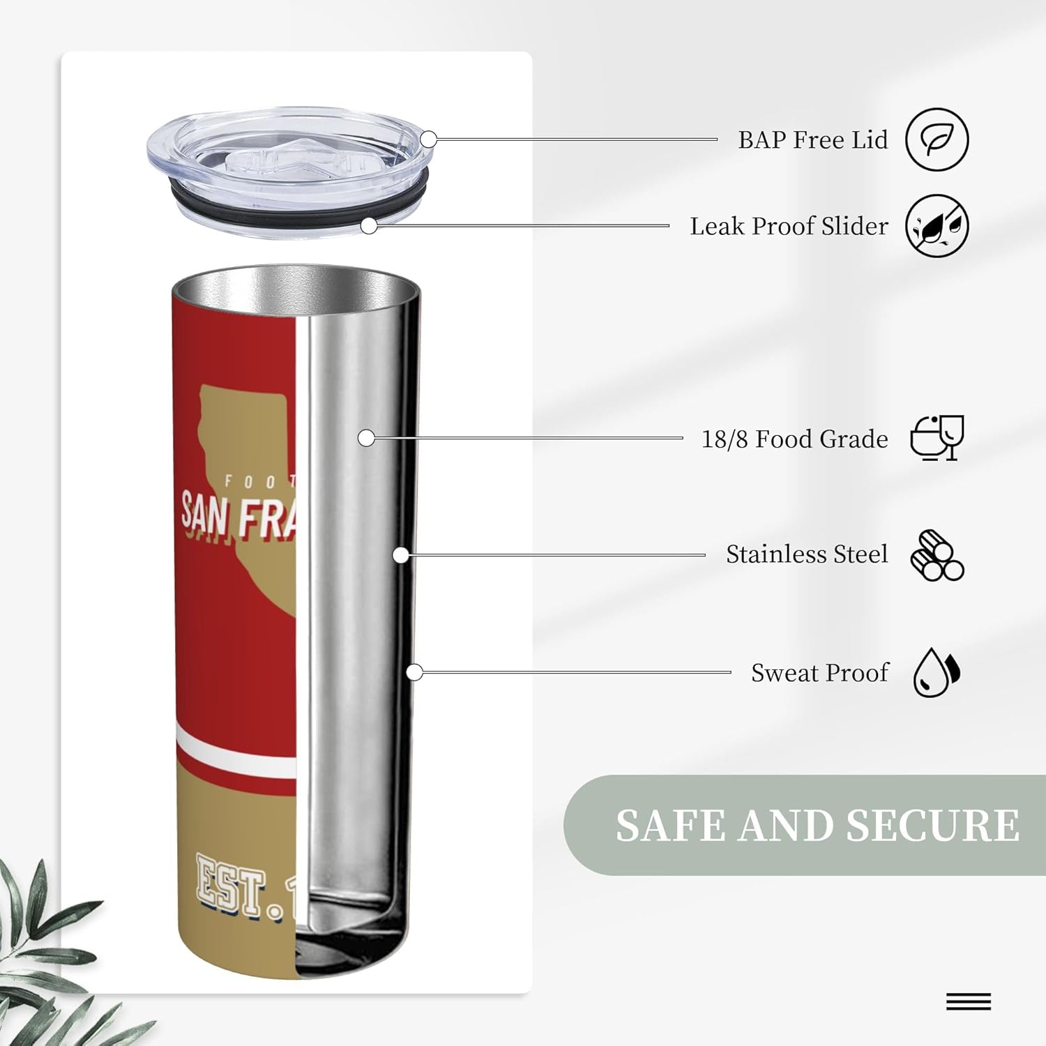 Tumbler 20oz Straight Skinny Car Cups With Insulated Cup Sleeve Portable Handle, Sports Travel Coffee Mug, Stainless Steel, Insulated,Classic Collection Gifts for Men Women Fans - Image 4