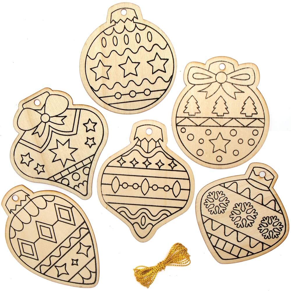 Baker Ross AX527 DIY Christmas Bauble Decoration for Kids - Pack of 12, Kids Baubles Ideal for School, Craft Groups, Sunday School, Home Crafting