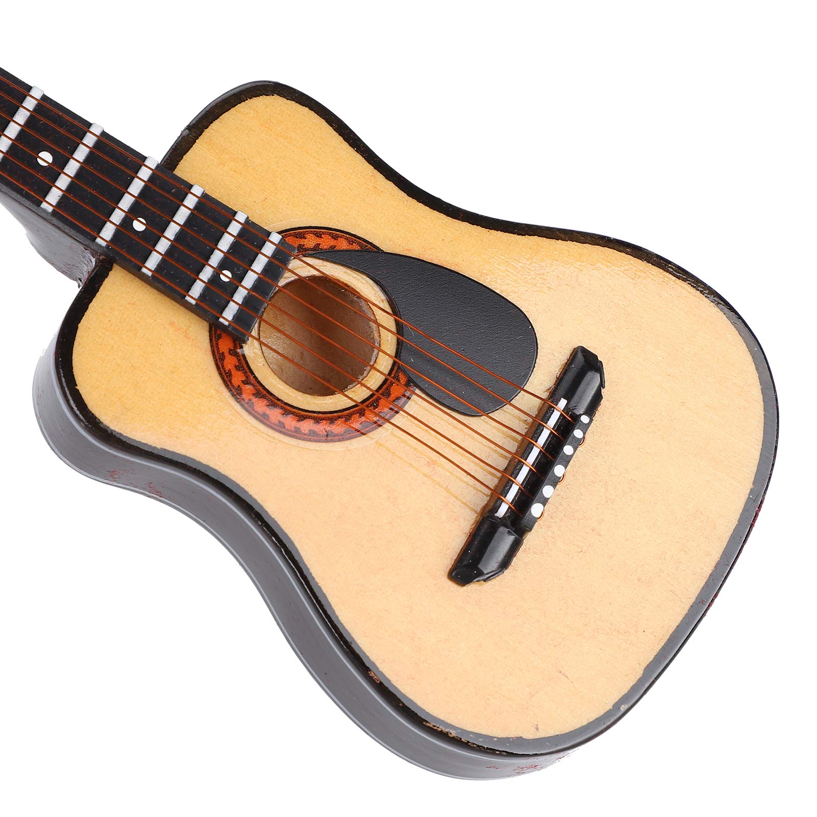 drewniana gitara miniatura, muzyczna ozdoba czarna 15 cm for domku dla lalek