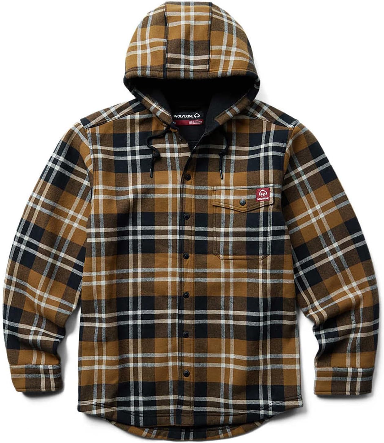 WOLVERINE Men's Bucksaw Hooded Flannel Shirt Jac – Bonded Fleece Lined Shirt For Cold Weather