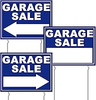 Vista 9 de Amyhill Letreros de venta de garaje con estacas de metal, de doble cara, de plástico corrugado de doble cara, con flechas direccionales para eventos