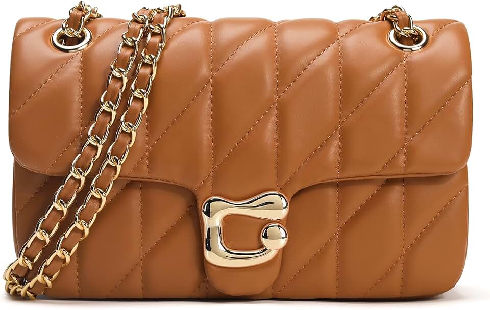 Pelimoo Quilted Crossbody Purse for Women Trendy - Ladies Shoulder Bag Leather Satchel Handbag Designer Evening Clutch