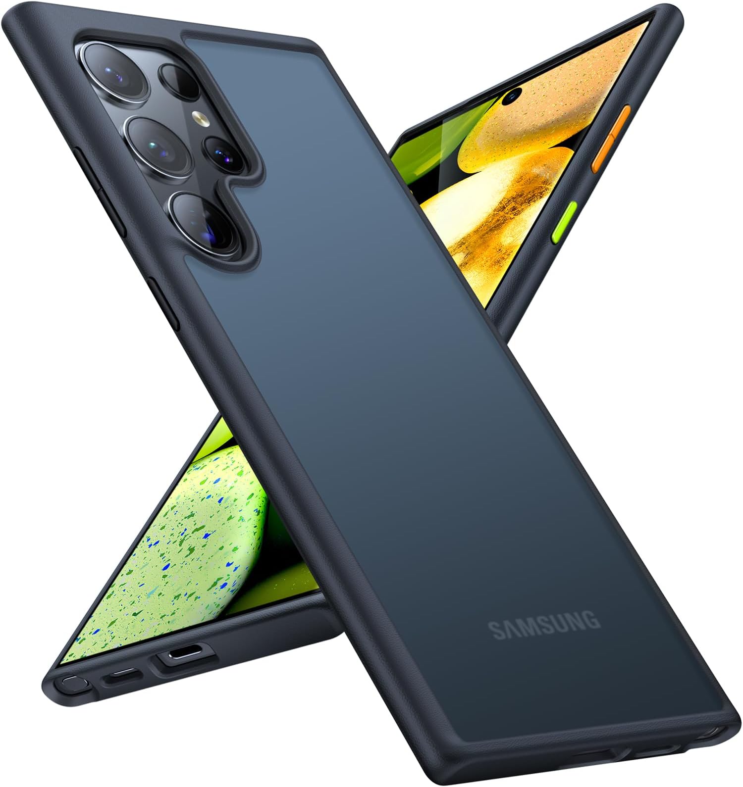 TORRAS Shockproof Designed for S24 Ultra Case 6.8'',12FT Military Grade Drop Tested, Protective Hard Semi-Clear Matte Back & Soft Edge Slim Galaxy S24 Ultra Case Guardian Series, Black | 2x Screen Protector Included, Fit for MagSafe, 4X Military Grade Hinge Protection, Translucent Slim Case for Galaxy Z Fold 8