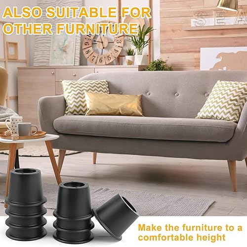 Miniatura 2 de Elevadores de cama, 8 elevadores de mesa, elevadores redondos de muebles para sofá, mesa, sofá, escritorio, silla, bloques de elevadores de cama,