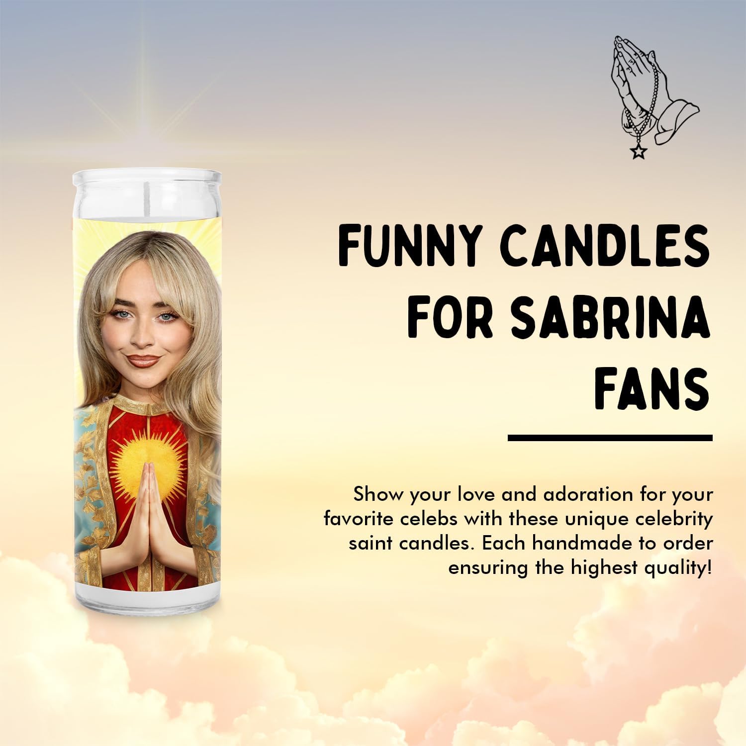 Sabrina Celebrity Funny Candle – Unscented Handmade Soy Wax Votive Candle – Unique Gift for Music Fans, TV Shows & Movie Lovers – Home Decor Collectible for Living Room & Office – 8 Inch