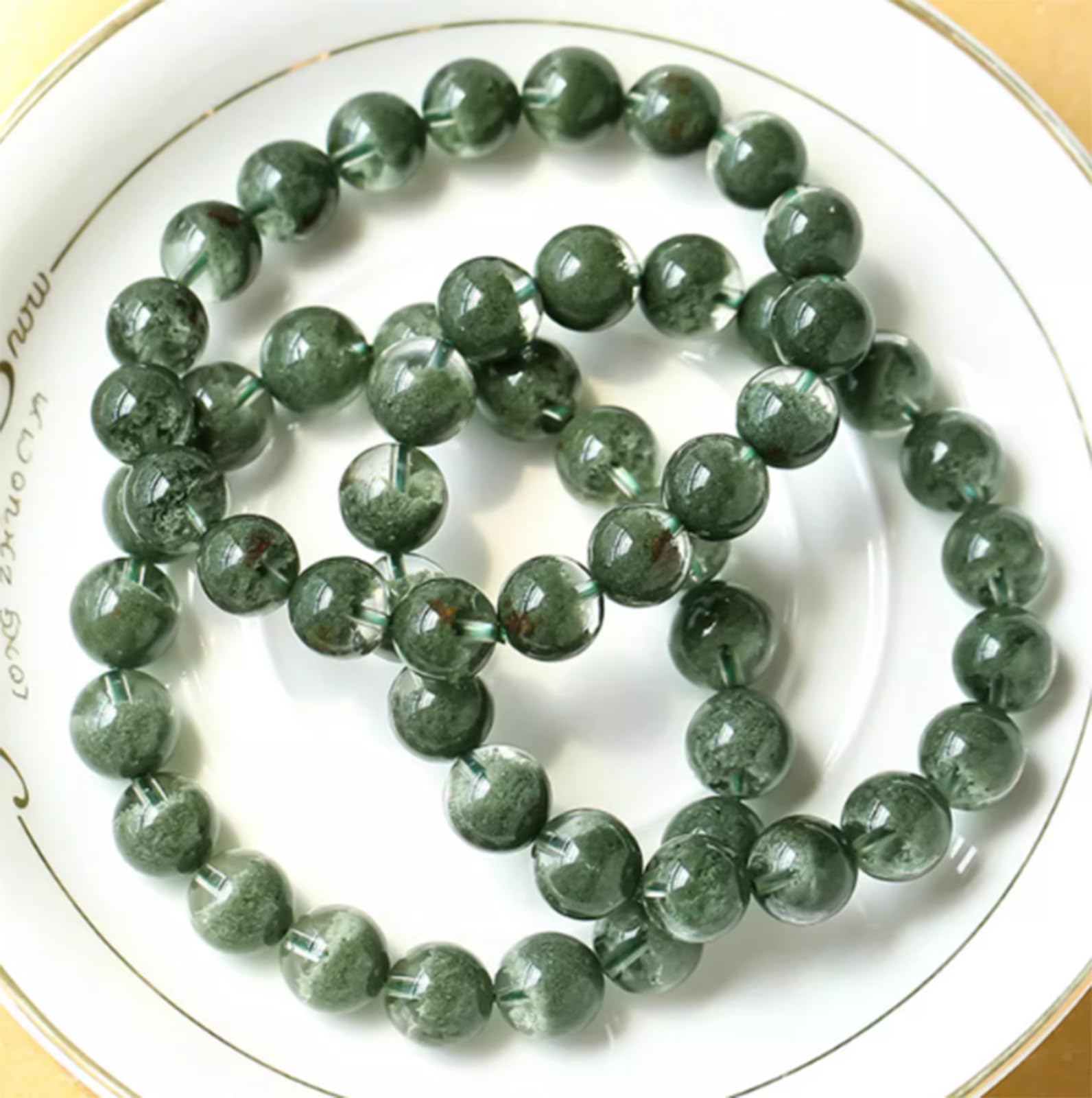 Kristall-Stretch-Armband, natürliche grüne Phantomquarz-Armbänder, Heilkristalle, Perlen, Edelstein-Armband für Frauen und Männer, Schmuck, Reiki-Meditation,14mm