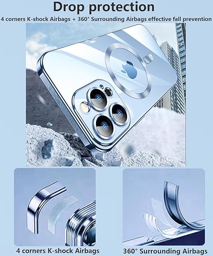 Miniatura 6 de ZinLyuen Funda magnética transparente para iPhone 13 Pro Max compatible con MagSafe protector de lente de cámara integrado, suave a prueba de