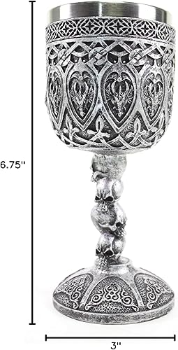 Miniatura 5 de Mítico dragón real de plata, calaveras de vino, calaveras medievales, coleccionables, mágicas, para fiesta de Halloween, decoración del hogar