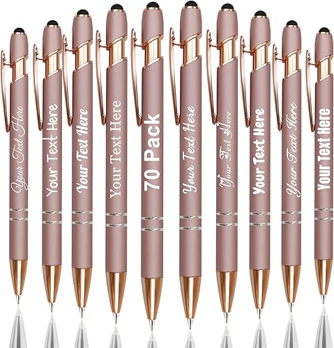 Miniatura 69 de Hasta 300 bolígrafos personalizados a granel con nombre personalizado con grabado gratis, puntas de lápiz capacitivo grabado, bolígrafo para Púrpura