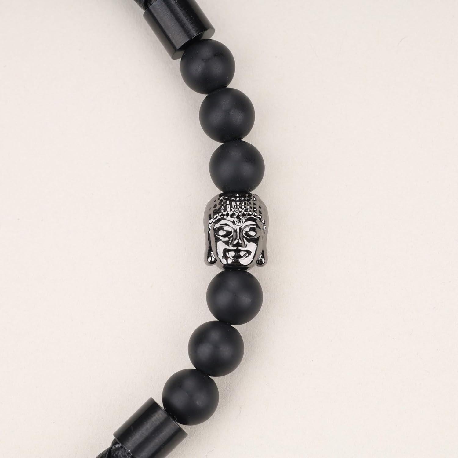 COAI Matte Onyx Beaded Leather Bracelet for Men Women, Buddha Prayer Bracelet for Men Women
