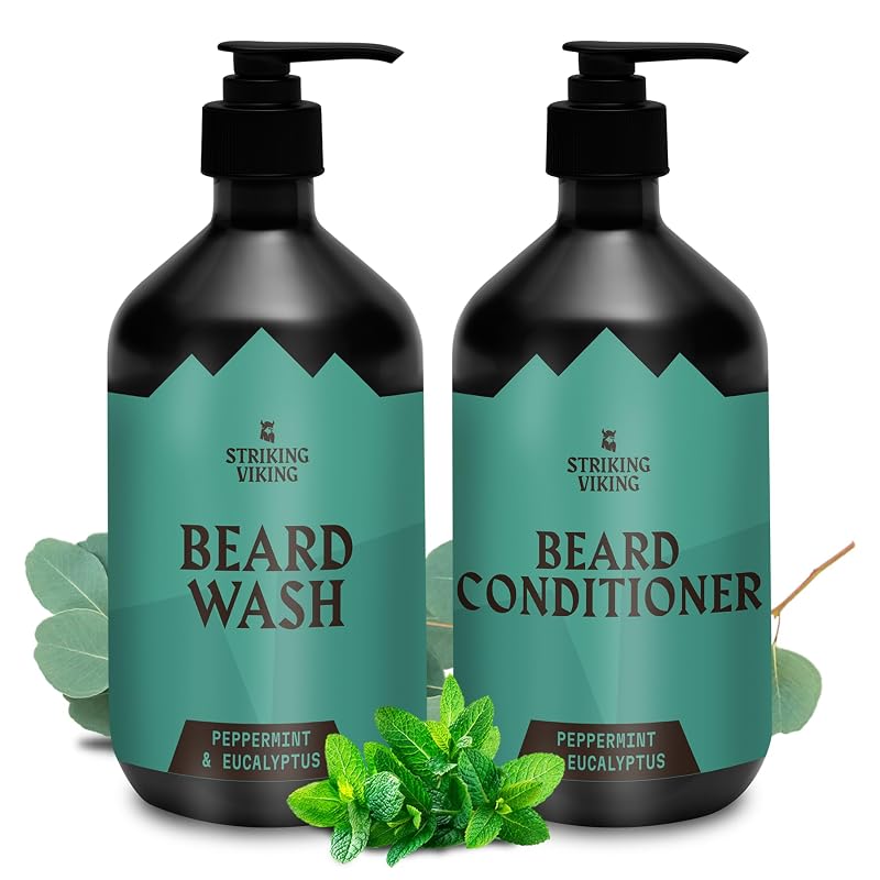 Shampoo e condicionador para barba Striking Viking — 2 frascos de 283 g