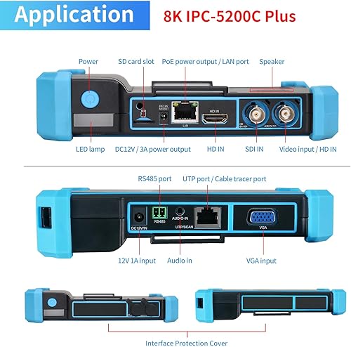 Miniatura 2 de Rsrteng Probador de cámara IP con trazador de cables, IPC-5200C Plus 8MP AHD CVI TVI SDI CVBS Prueba de cámara IP 4K HD Monitor de video 5 pulgadas