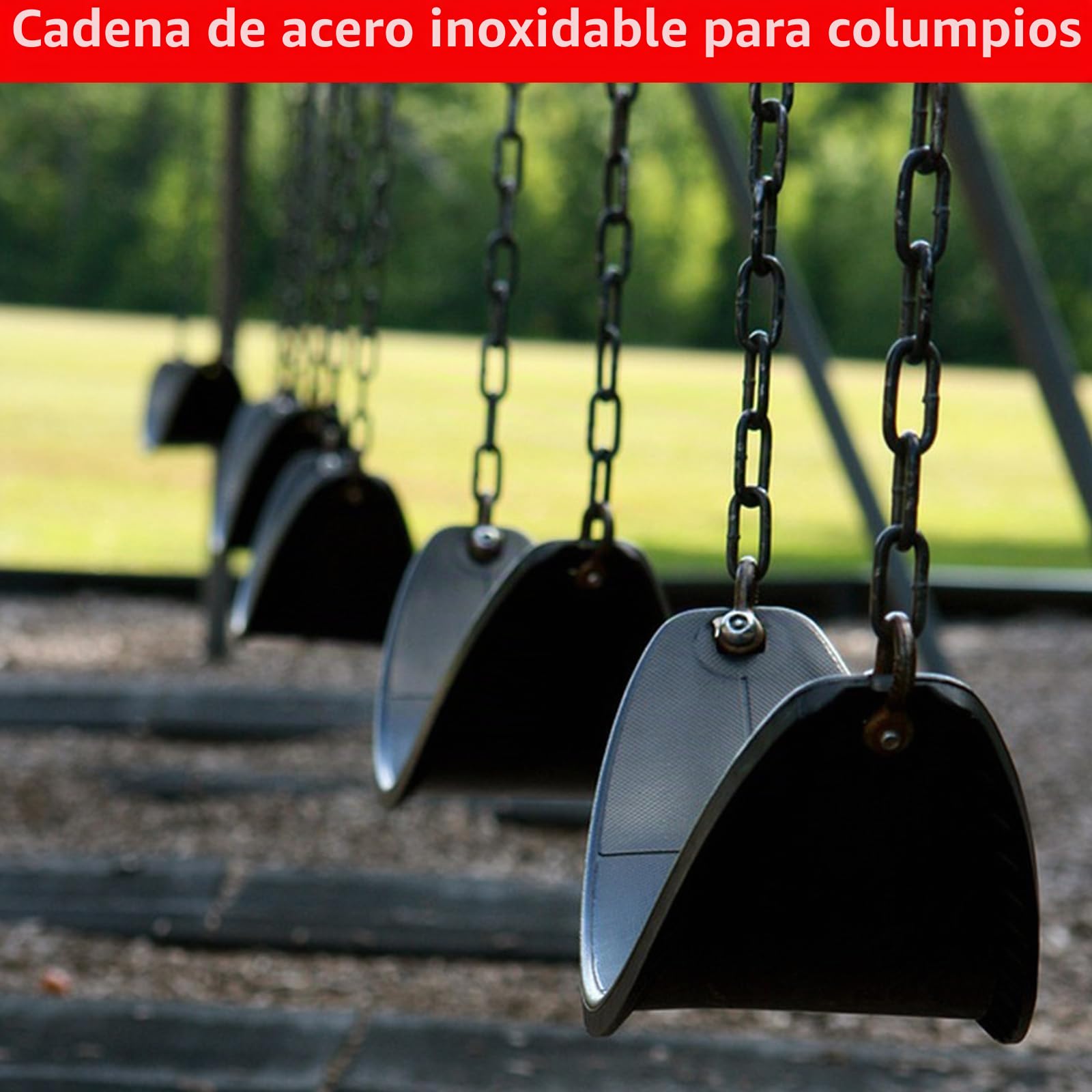 WOPPLXY 6m cadena acero 6mm, Negro, Acero al carbono, Para colgar vallas, cadenas de columpios, cadenas para sillas colgantes, puertas de garaje