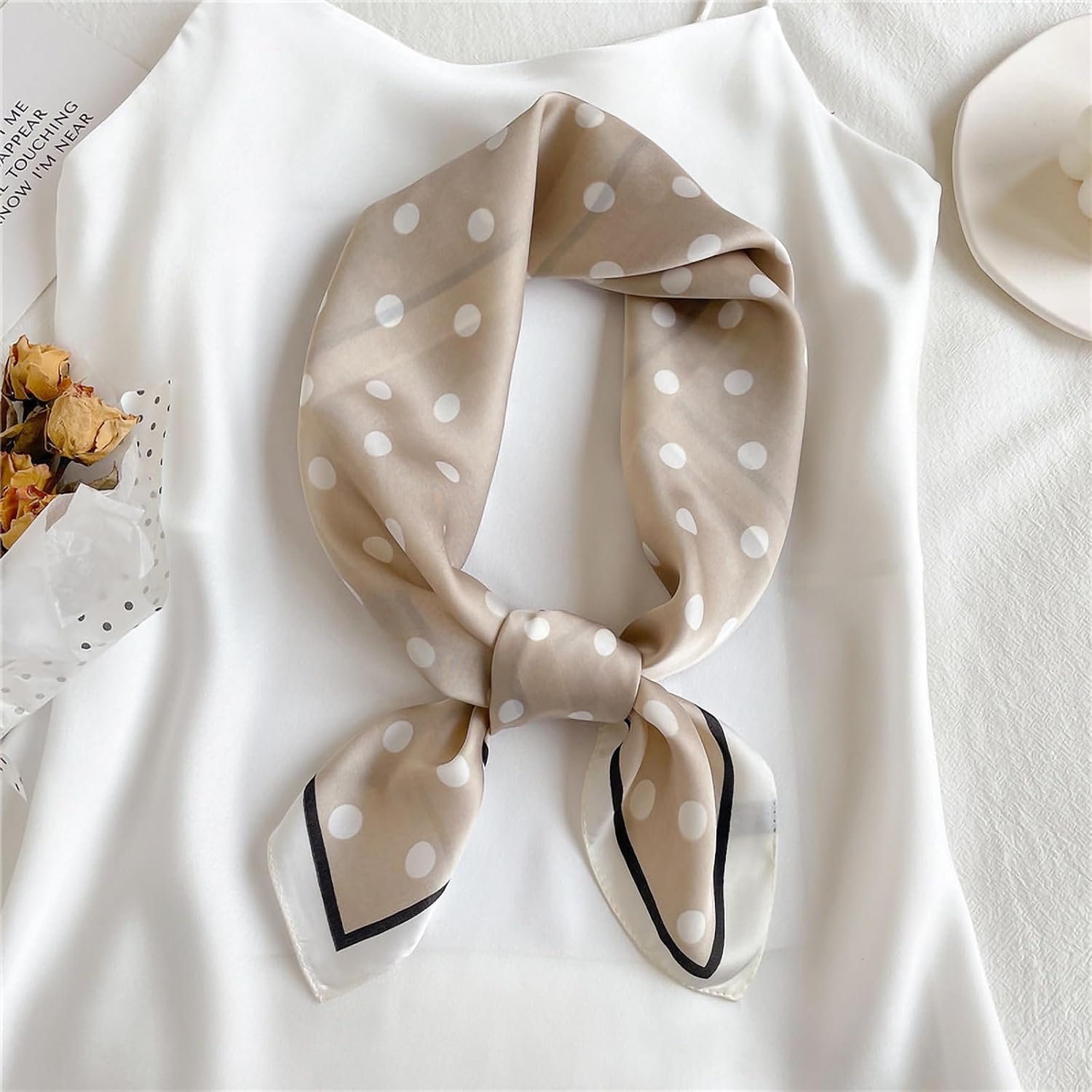 Women's Silk Feeling Square Scarf,27.5 * 27.5 Inches image 4