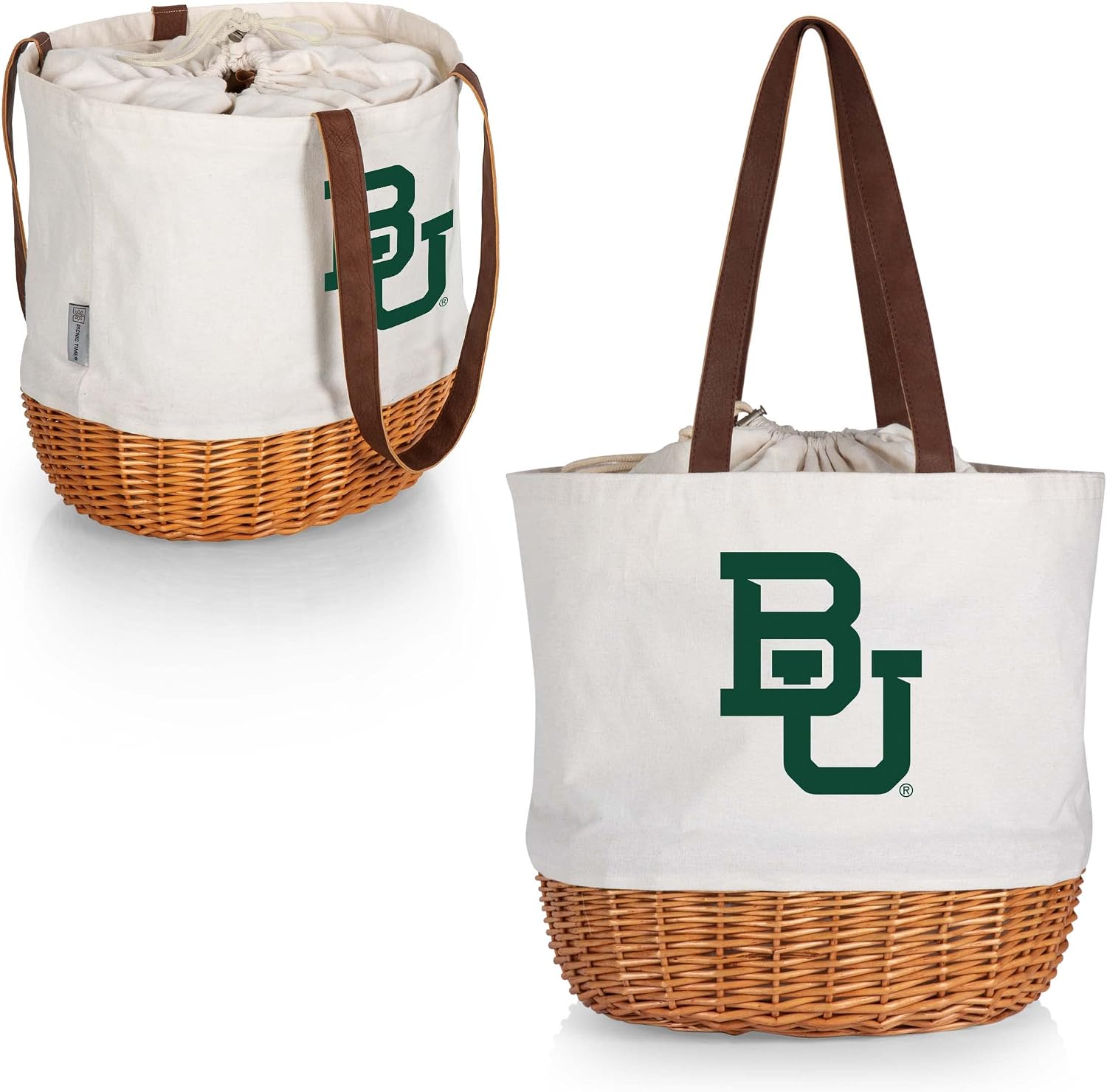 PICNIC TIME NCAA Purdue Boilermakers Coronado Canvas and Willow Basket Tote, Picnic Tote Bag, Beach Tote, (Beige Canvas)